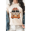 Leopard Floral Happy Fall VW Bus Graphic Tee.