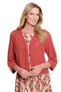 Multiples: 3/4 Sleeve Drop Shoulder Open Front Sweater Cardigan