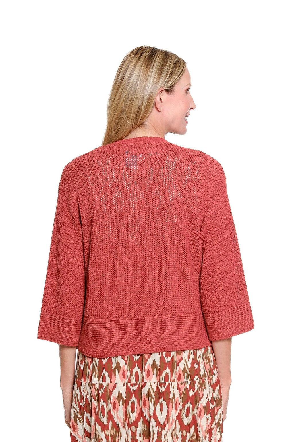 Multiples: 3/4 Sleeve Drop Shoulder Open Front Sweater Cardigan