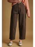 Back Elastic Band Waisted Regular Pants