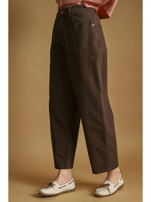 Back Elastic Band Waisted Regular Pants