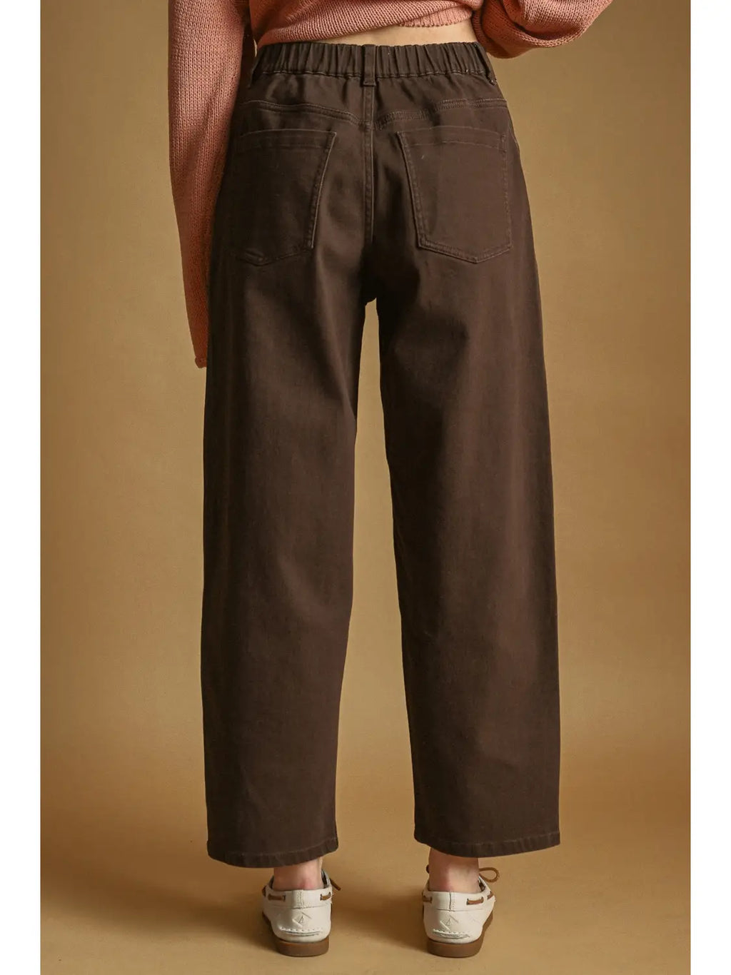 Back Elastic Band Waisted Regular Pants