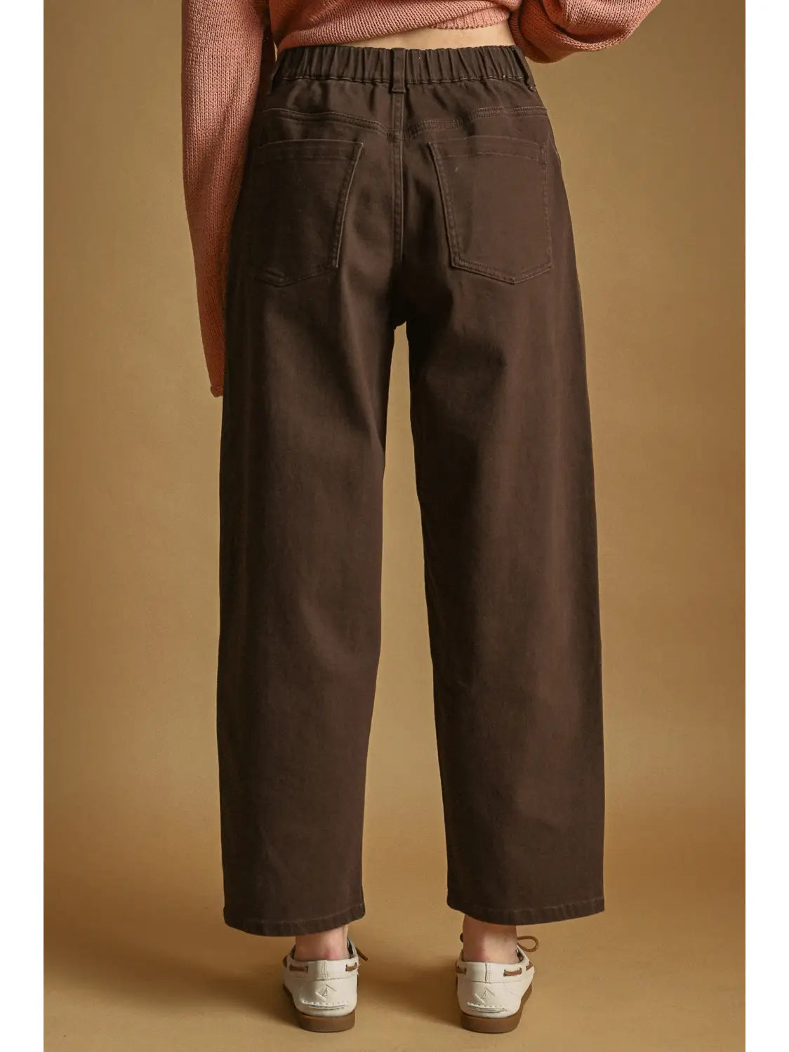 Back Elastic Band Waisted Regular Pants