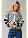 Open Front Stripe Sweater Cardigan