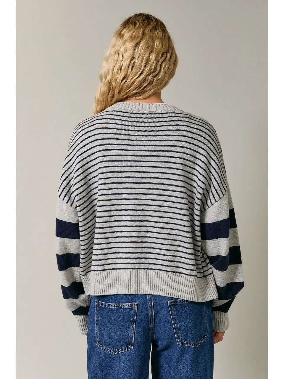 Open Front Stripe Sweater Cardigan