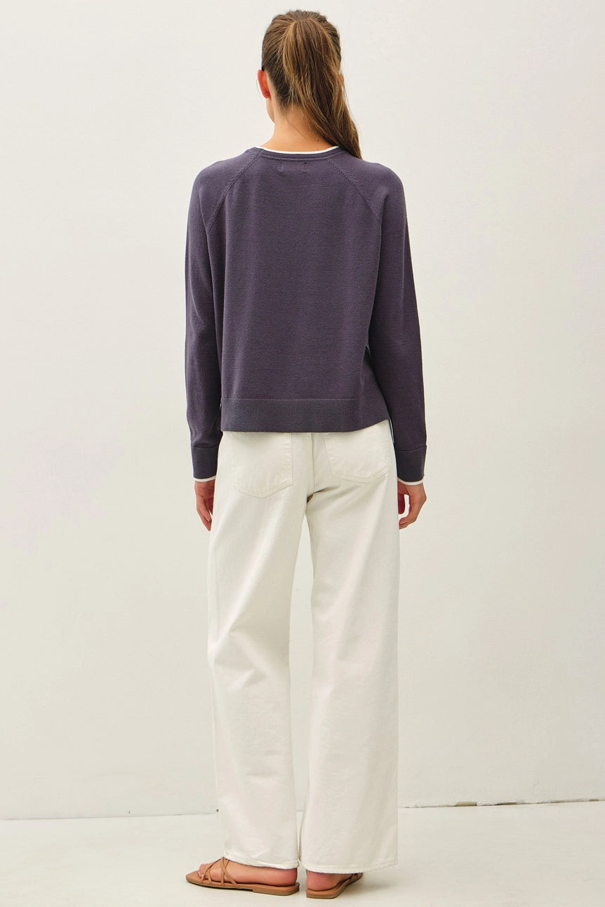 Double Layered Look Raglan Sweater Top