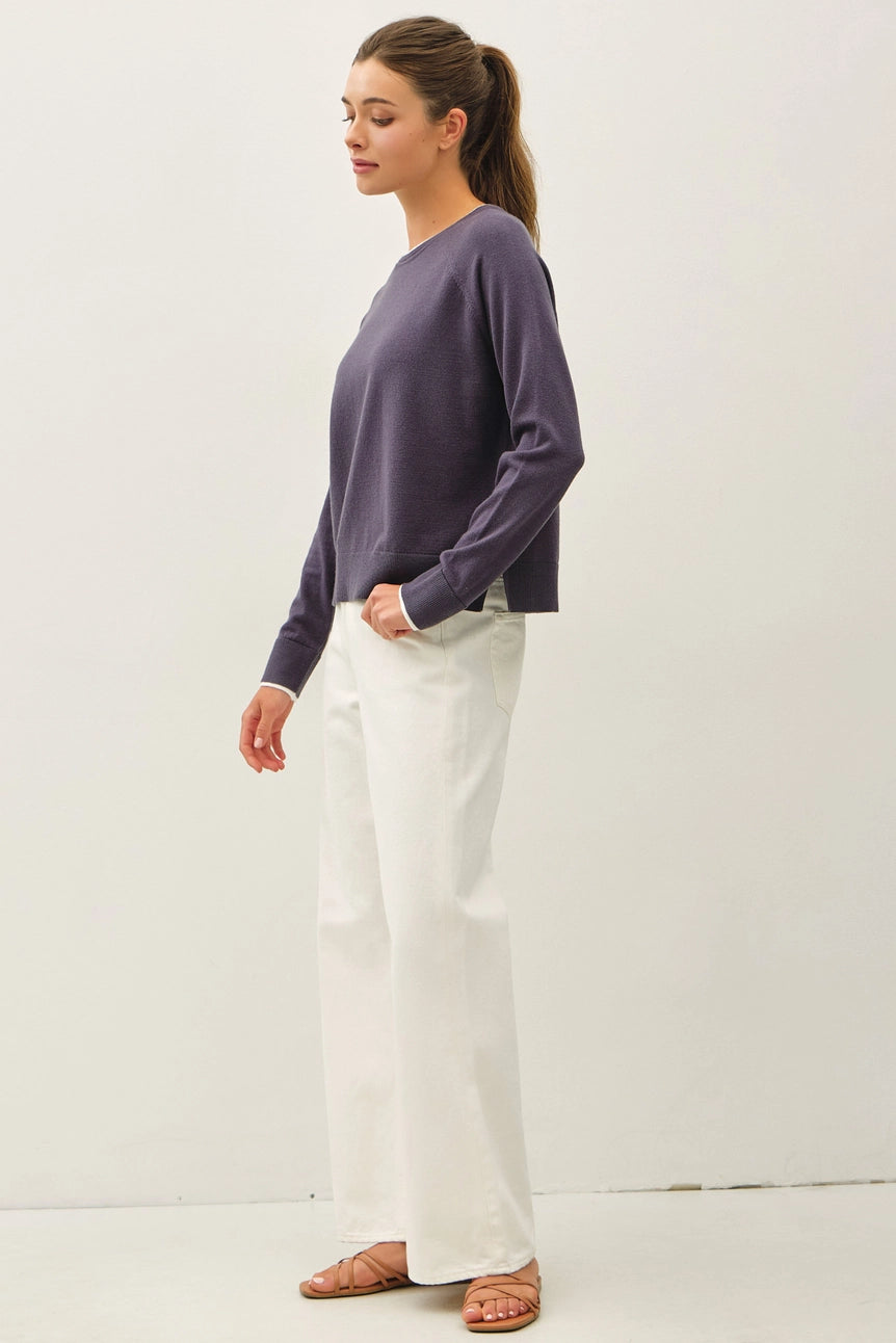 Double Layered Look Raglan Sweater Top