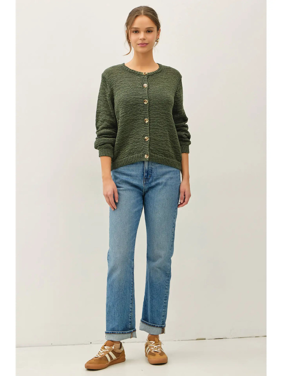 Volume Cuff Slubbed Cardigan