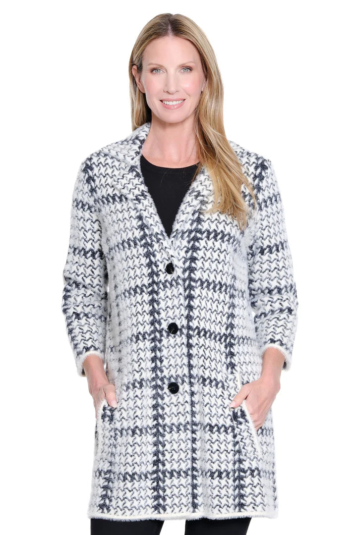 Multiples: Jacquard Long Knit Cardigan