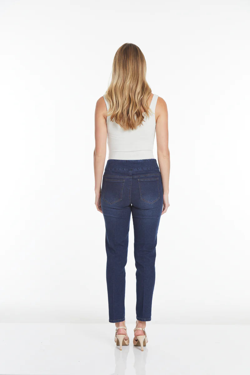 Slim Sation: Pull On Jeans with Pockets - Midnight Indigo