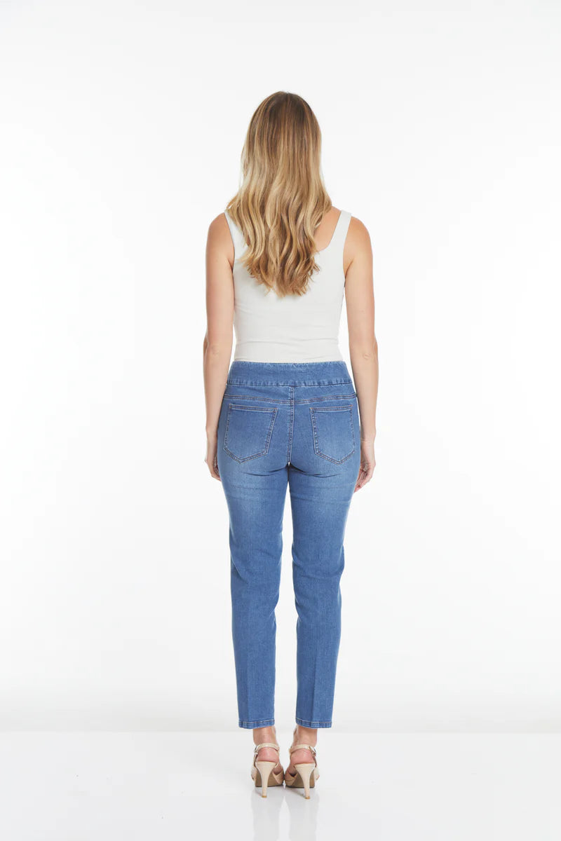 Slim Sation: Pull On Jeans for Women - Medium Indigo
