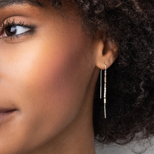 Scout: Chromacolor Miyuki Thread Earring - Pewter Multi/Silver