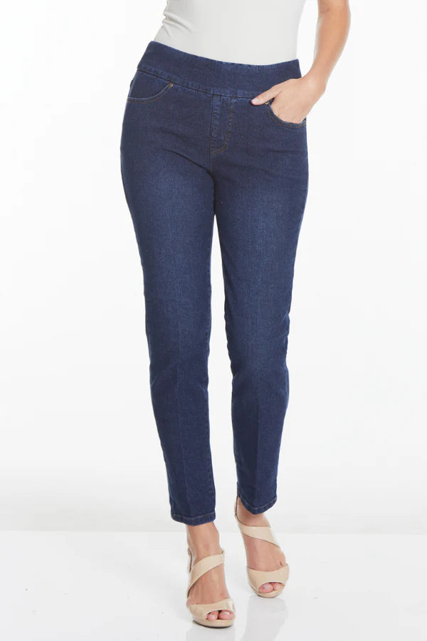 Slim Sation: Pull On Jeans with Pockets - Midnight Indigo