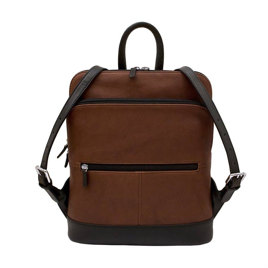New York Leather Backpack-Toffee/Black