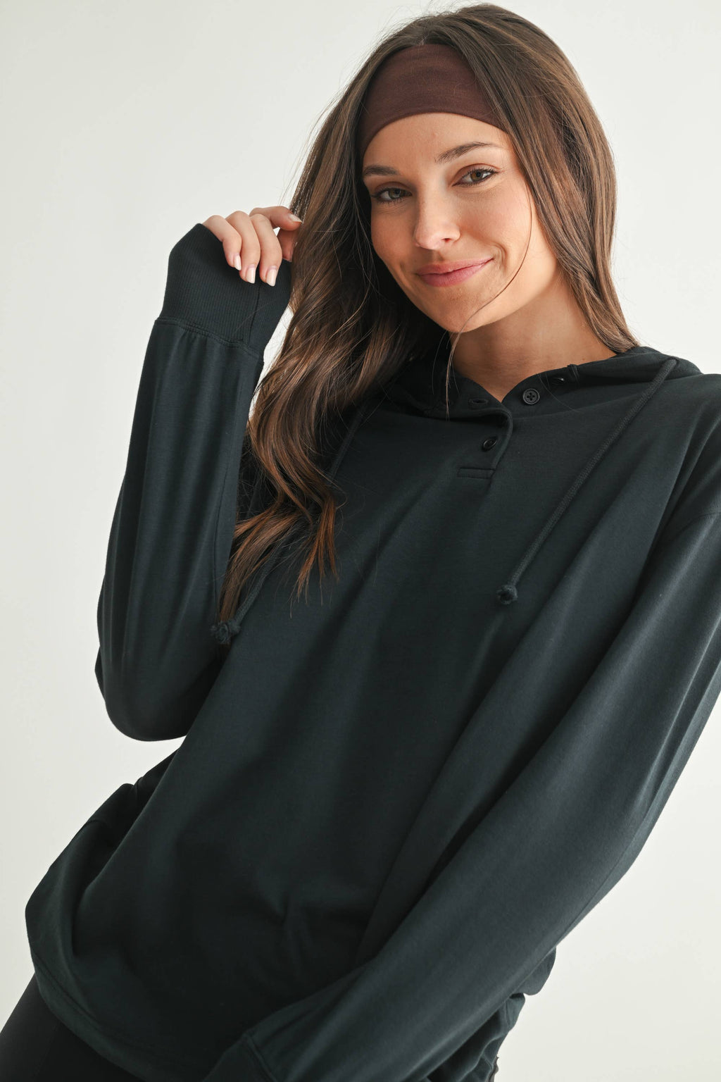 Ridgeline Pima Cotton Henley Hoodie: DEEP NAVY