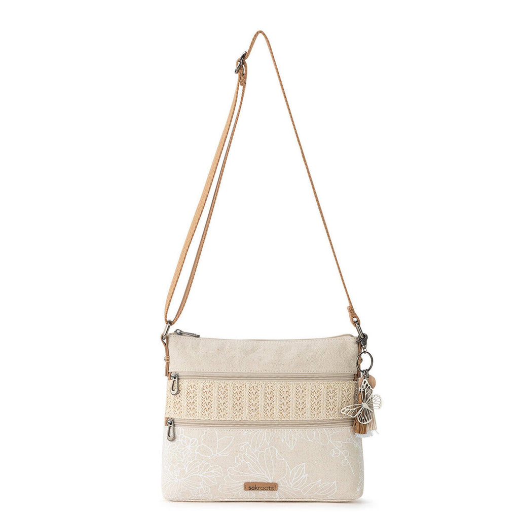Basic Crossbody - Canvas - White Flower Blossom