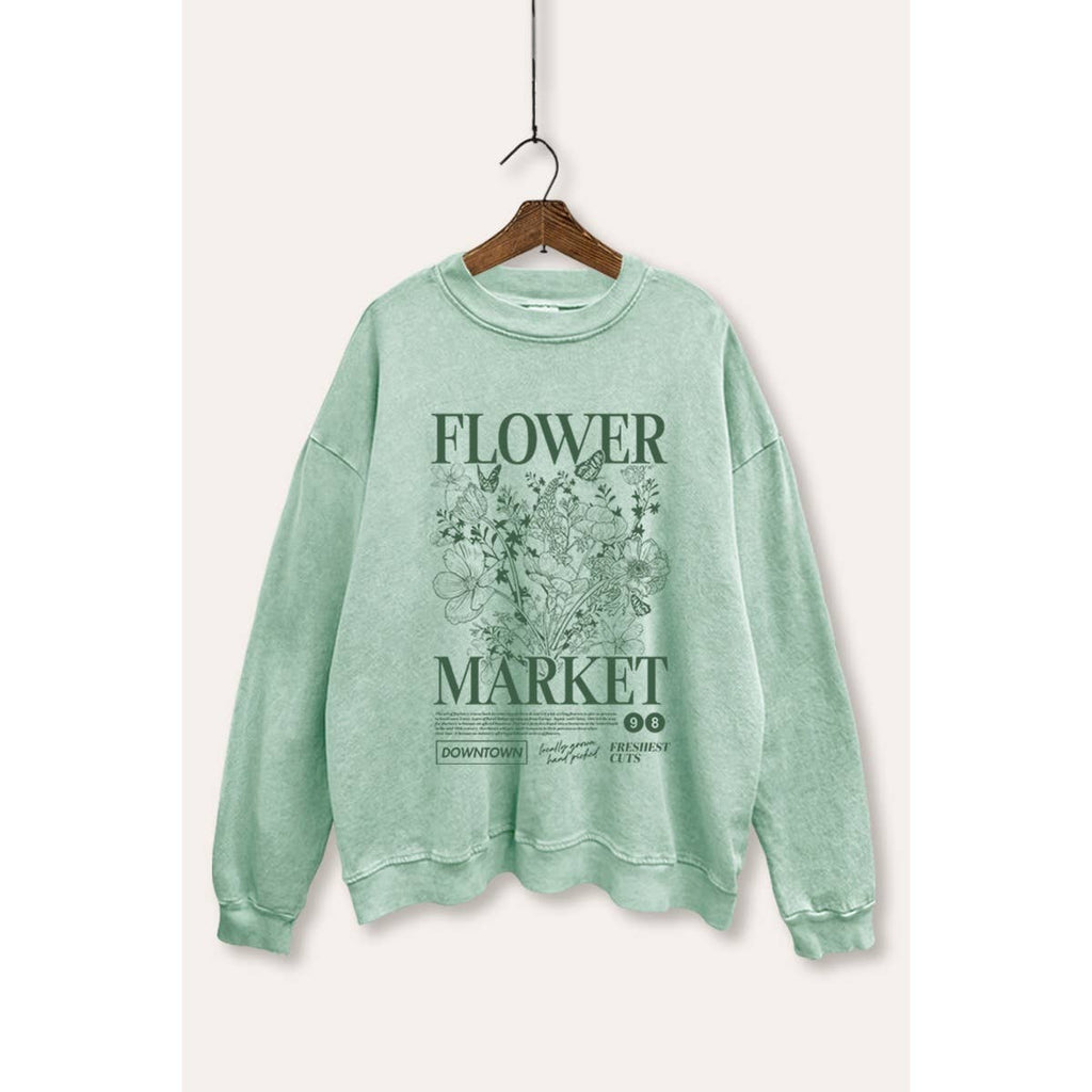 Flower Market Nature Graphic Mineral Wash Sweatshirt