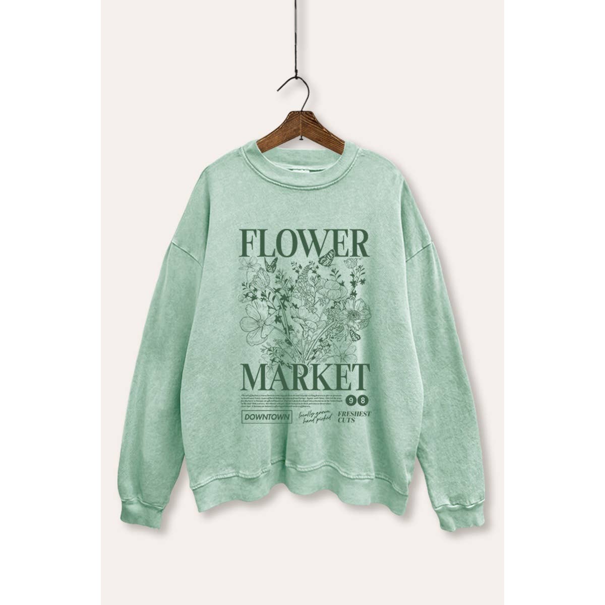 Flower Market Nature Graphic Mineral Wash Sweatshirt