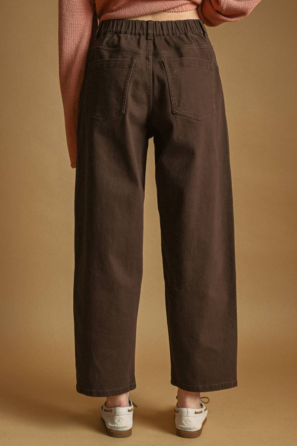 BACK ELASTIC BAND WAISED REGULAR PANTS
