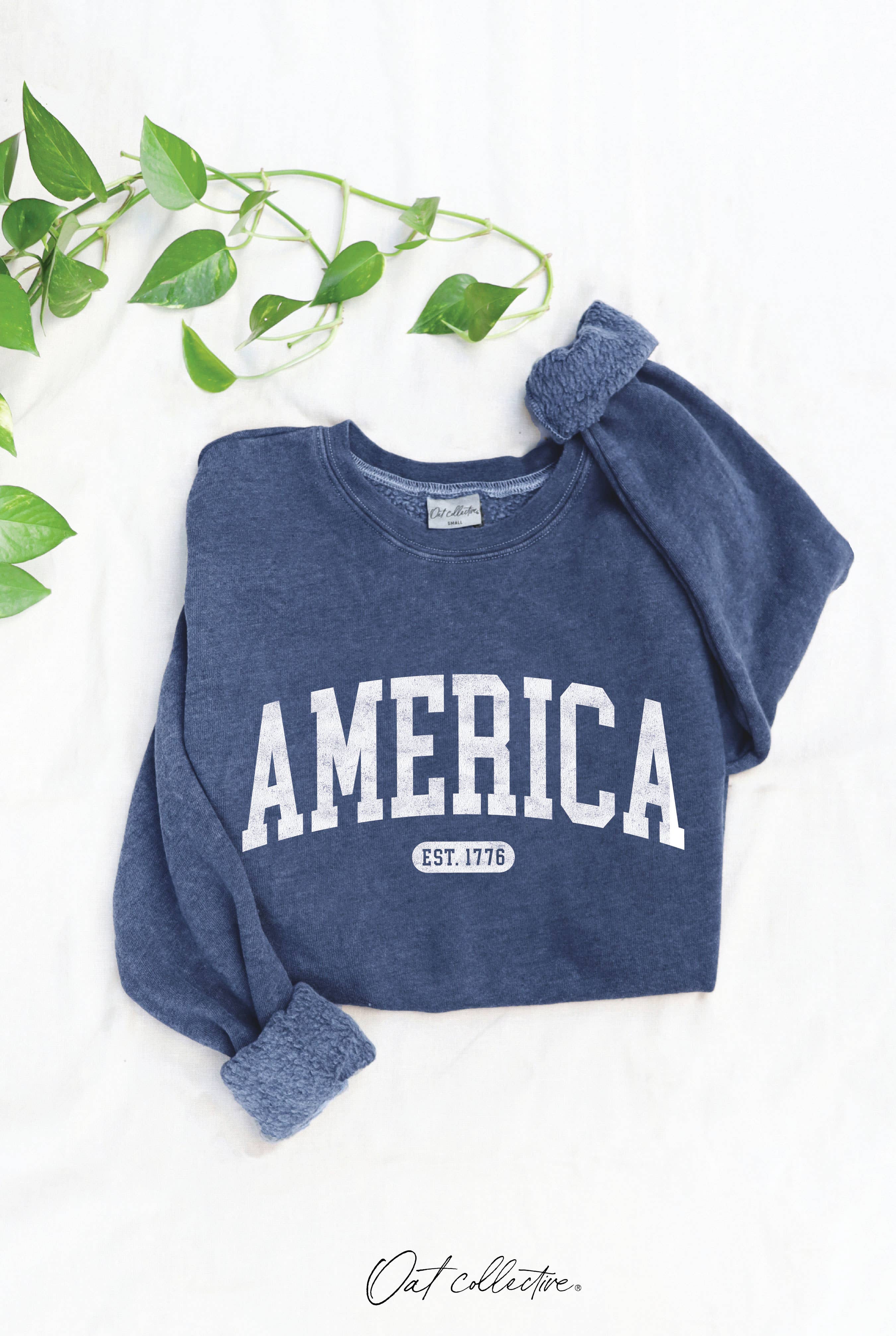 AMERICA EST 1776  Mineral Graphic Sweatshirt: VINTAGE DENIM