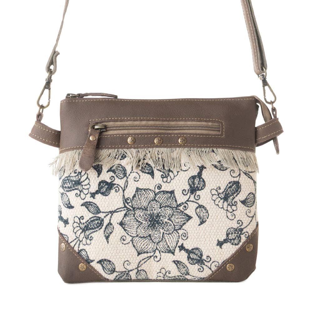 Inkwild Vintage Crossbody Bag for Women in ivory with fringe detail