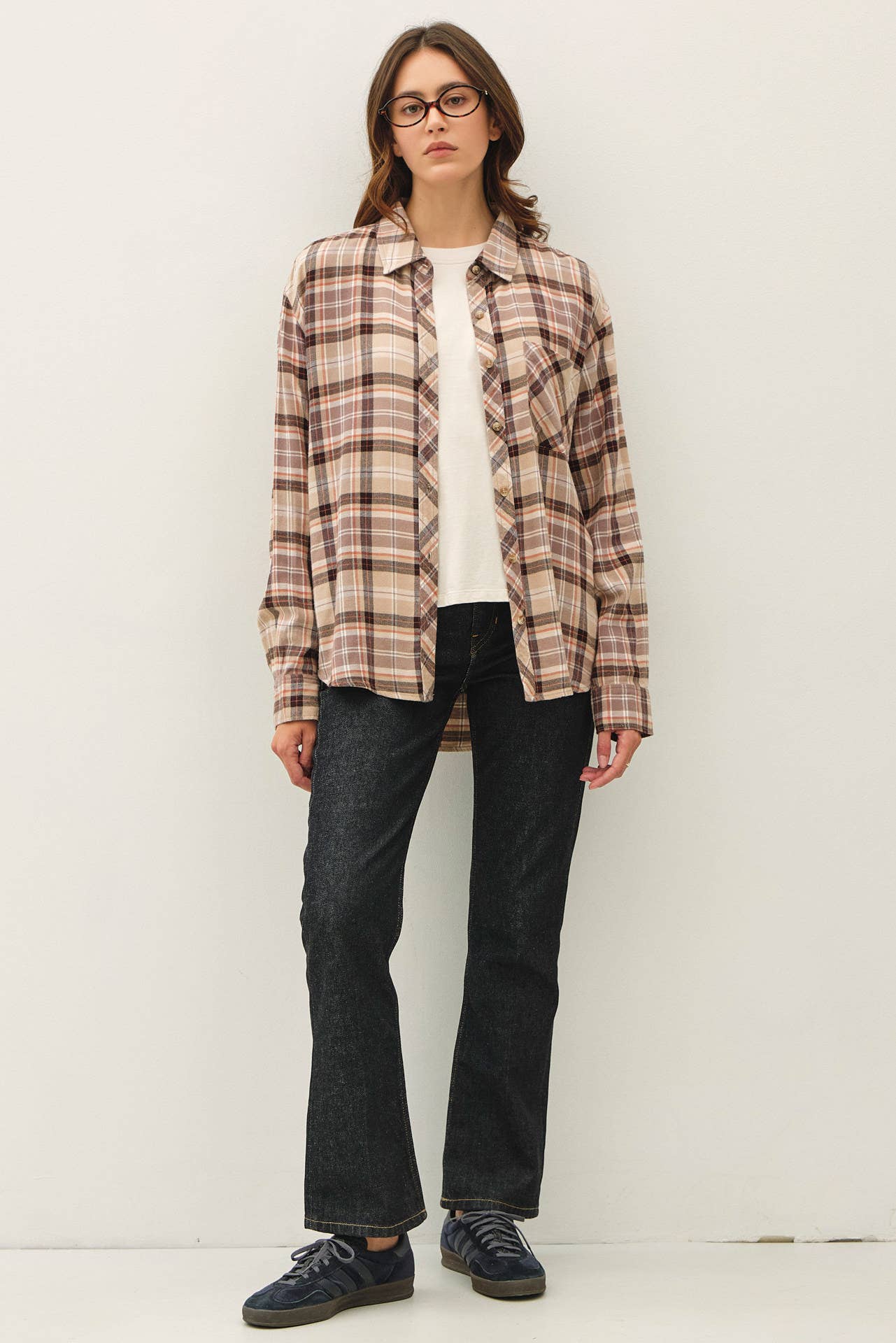 OVERSIZED FLANNEL SHIRT-Taupe
