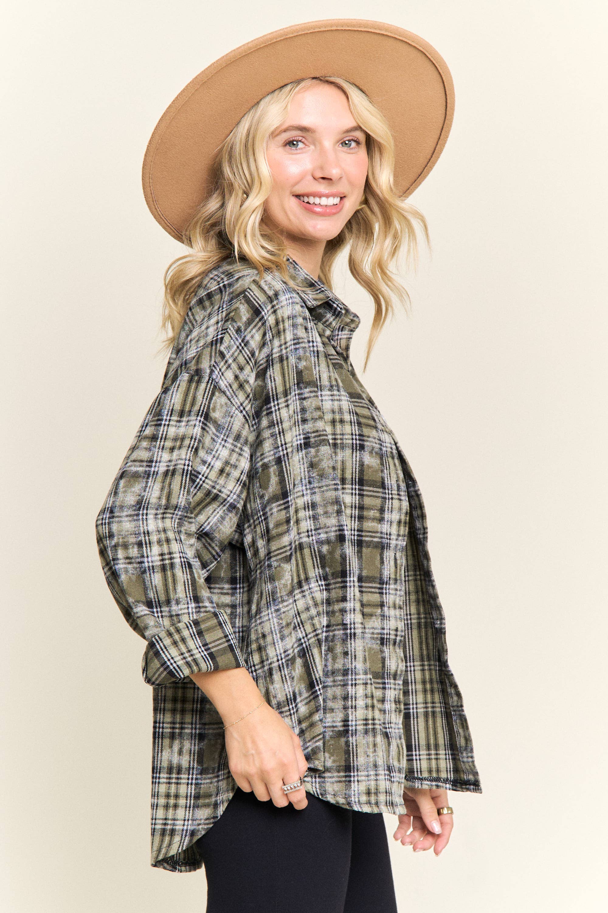 BURNOUT PLAID WASHED-LOOK SHIRT