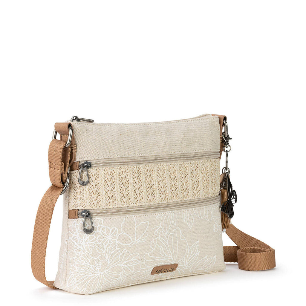 Basic Crossbody - Canvas - White Flower Blossom