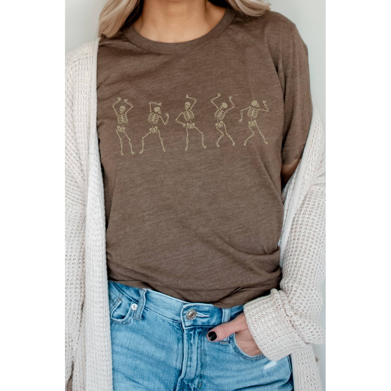 Dancing Skeletons Groovy Halloween Graphic Tee