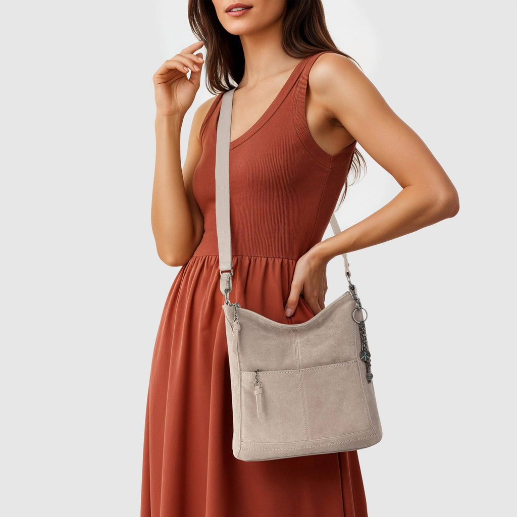Lucia Crossbody - Leather - Sand Suede