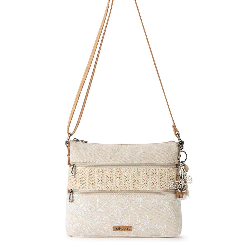 Basic Crossbody - Canvas - White Flower Blossom