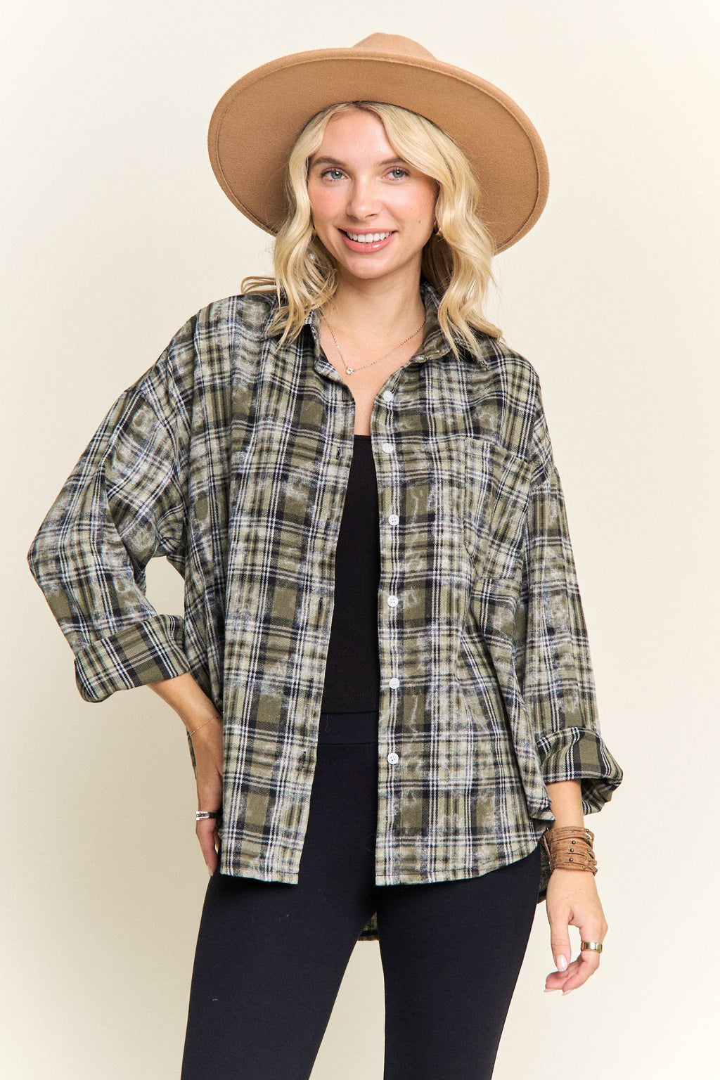 BURNOUT PLAID WASHED-LOOK SHIRT