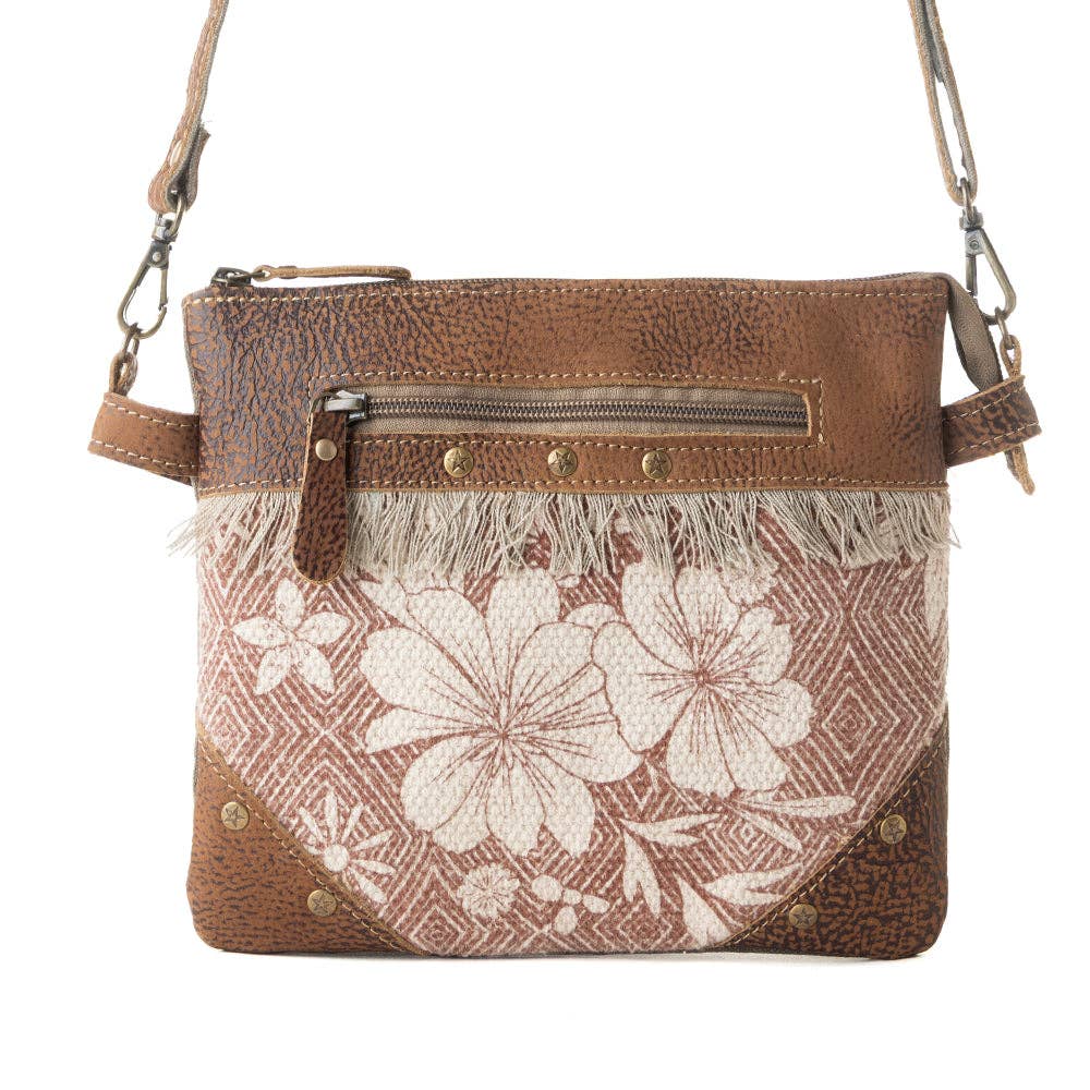 Inkwild Vintage Crossbody Bag for Women in rust with fringe detail
