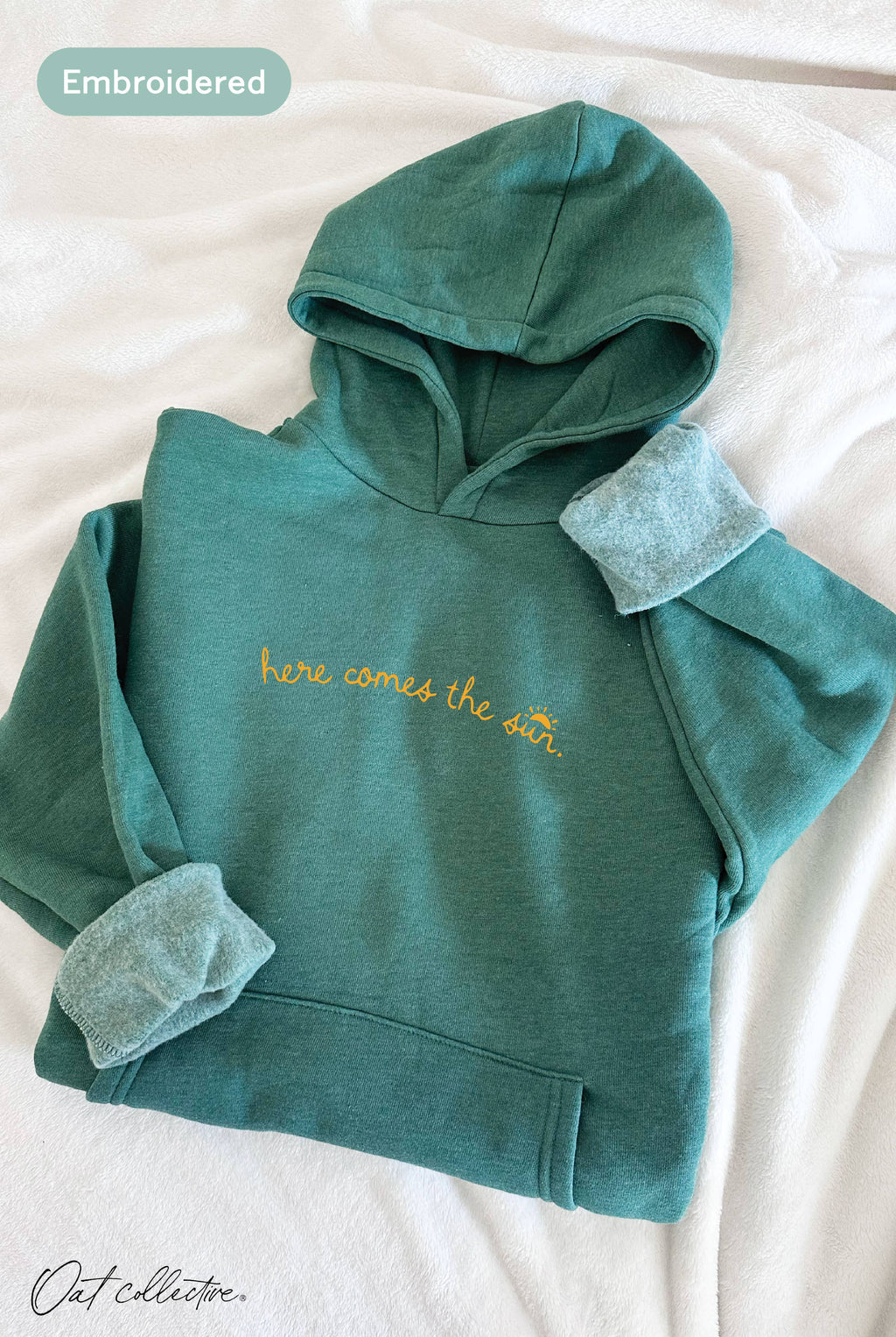 EMBROIDERED HERE COMES THE SUN Hoodie Pullover Sweatshirt