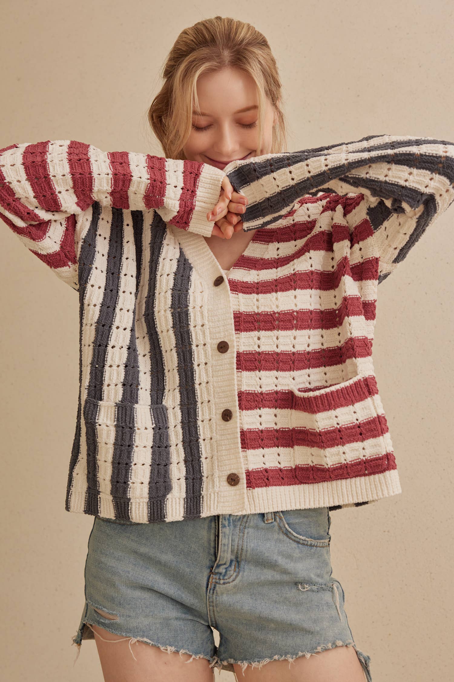 Color Block Multi Stripe Cardigan