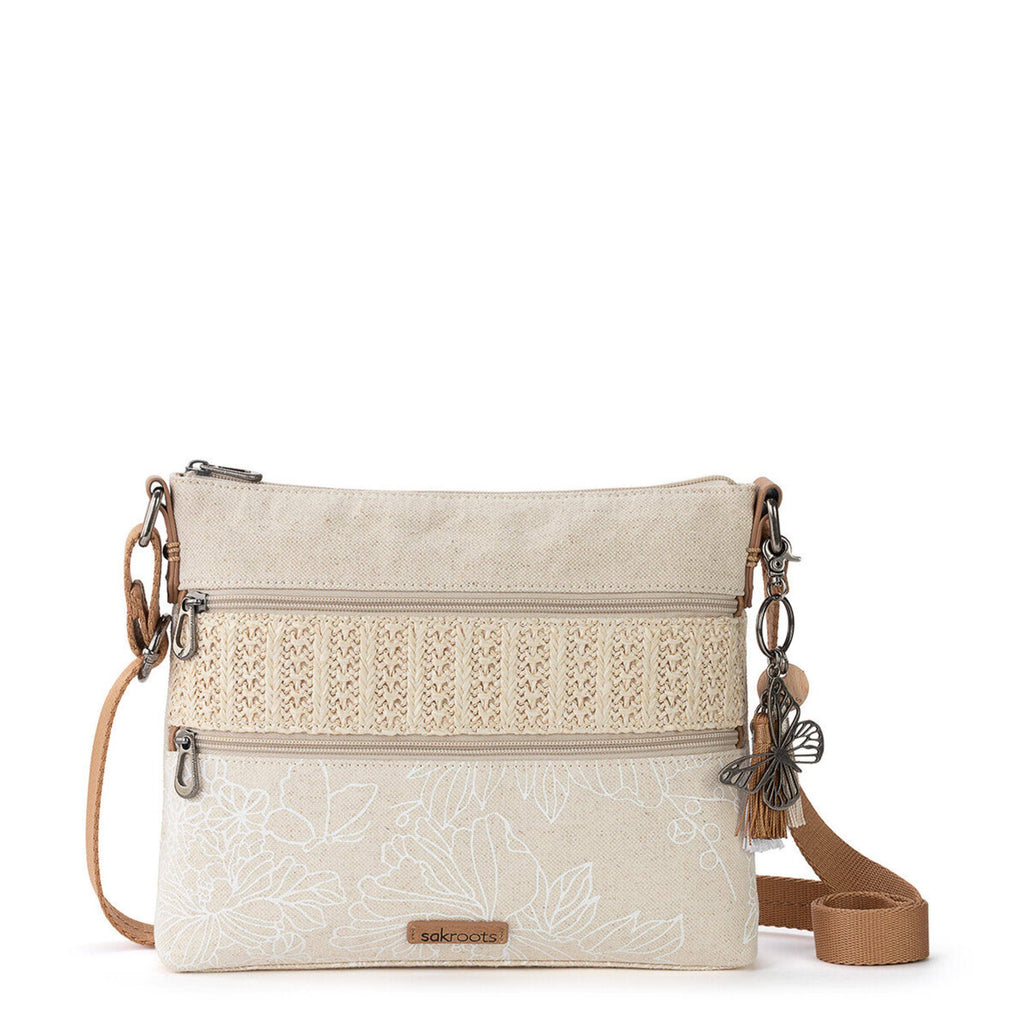 Basic Crossbody - Canvas - White Flower Blossom